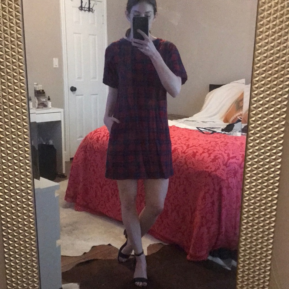 Madewell plaid tshirt dress